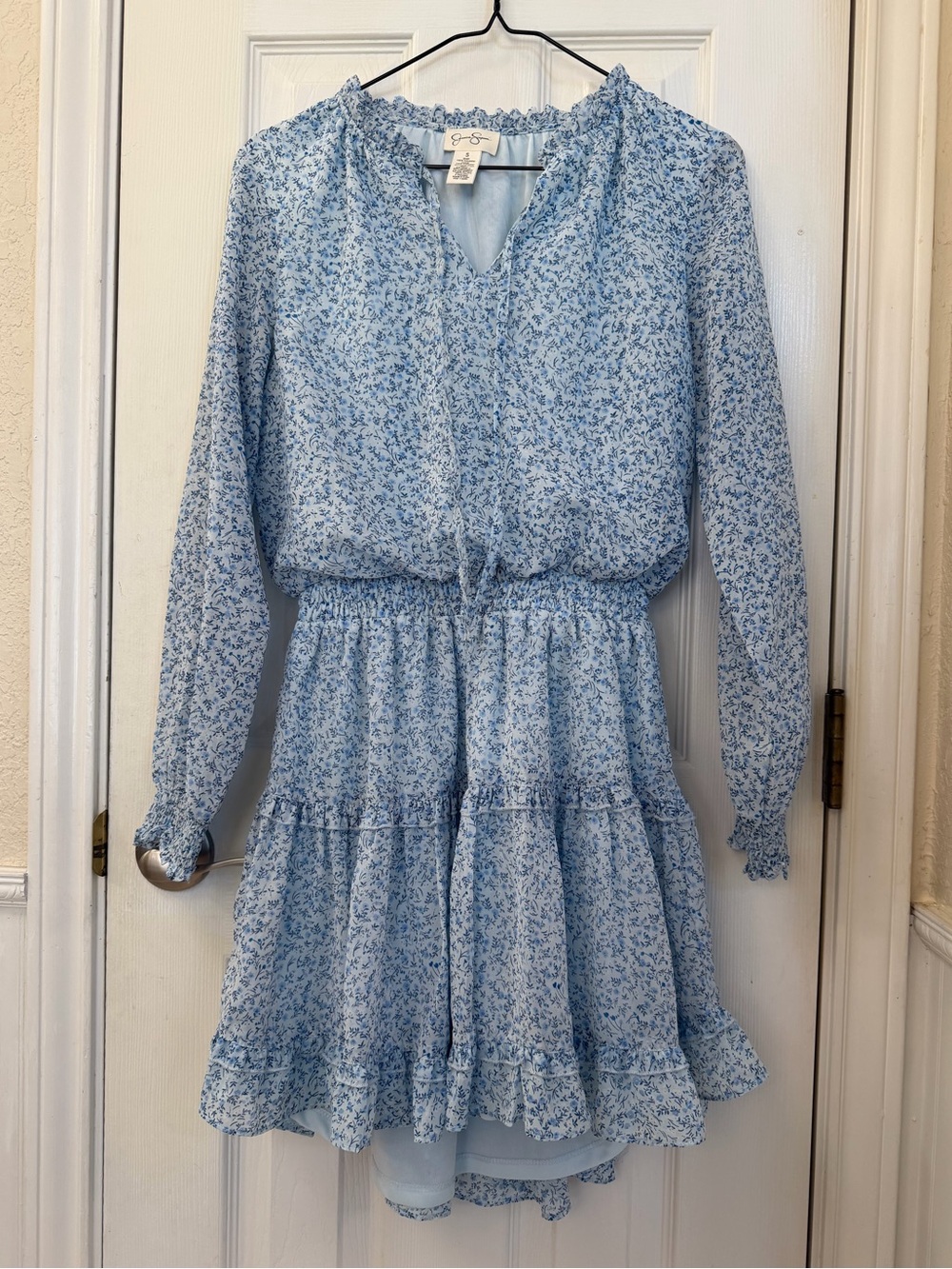 Jessica Simpson Blue Floral Mini Tiered Dress